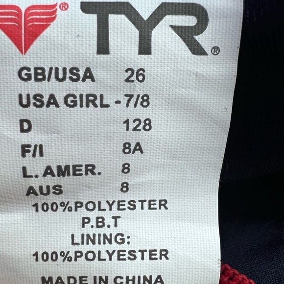TYR Girls' Maxfit Swimsuit Atle- T-Splice navy/red size 8. - Picture 6 of 6
